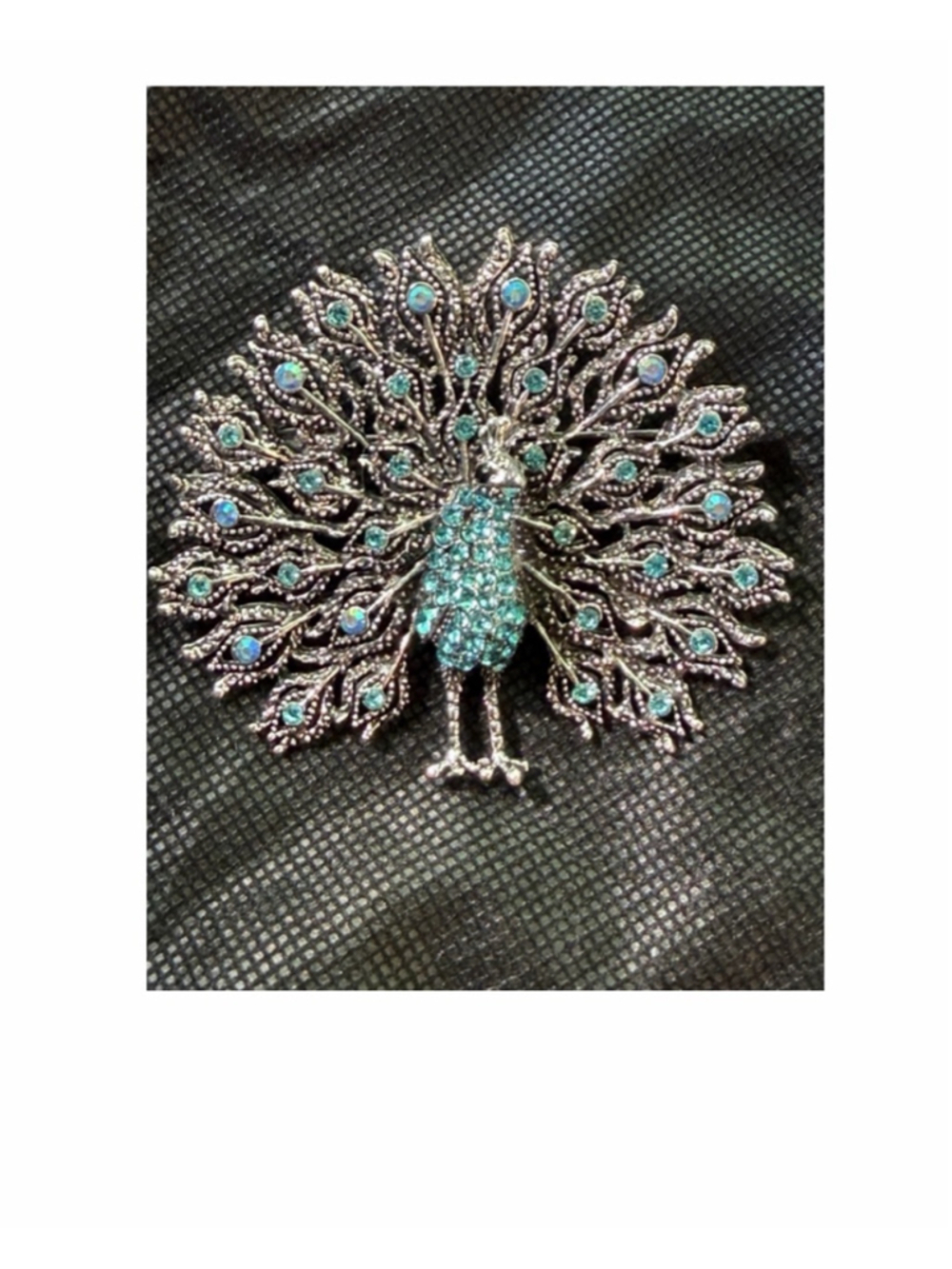 Unbranded Silver & Blue Peacock Brooch One Size